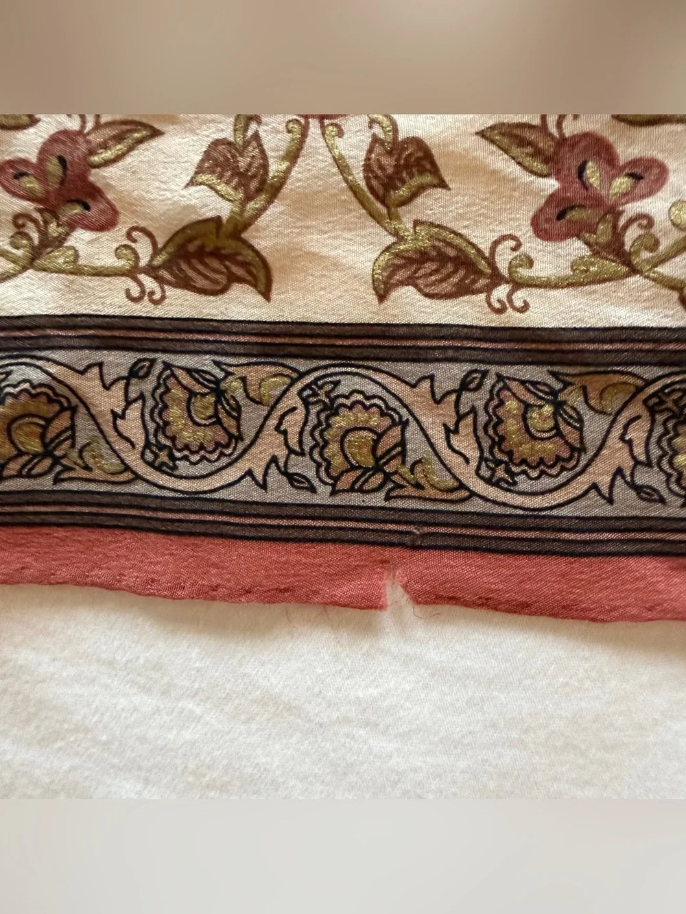 Oscar de la Renta Vintage Silk Floral Square Scarf 30x30 Brown/Tan